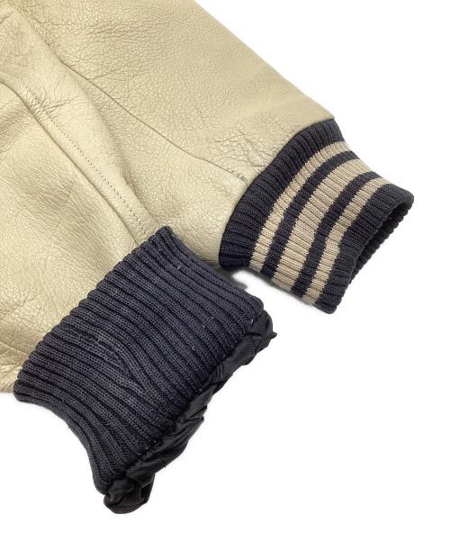 CHAPS RALPH LAUREN（チャップス ラルフローレン）CHAPS RALPH LAUREN (チャップス ラルフローレン) 袖レザースタジャン　バックロゴ　カウレザー ブラック サイズ:Lの古着・服飾アイテム