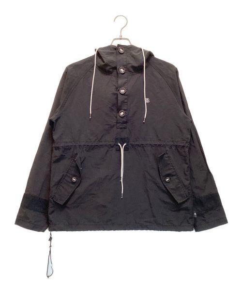 stussy（ステューシー）stussy (ステューシー) アノラックパーカー　ハーフボタン ブラック サイズ:Mの古着・服飾アイテム