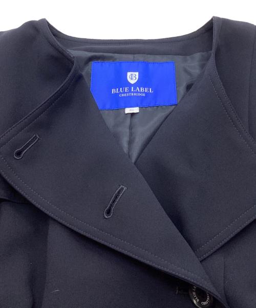 BLUE LABEL CRESTBRIDGE（ブルーレーベルクレストブリッジ）BLUE LABEL CRESTBRIDGE (ブルーレーベルクレストブリッジ) ダブルクロス ジョーゼット ドレスコート Blue Lab:EZUMi ネイビー サイズ:36の古着・服飾アイテム