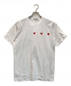 PLAY COMME des GARCONSプレイコムデギャルソン）の古着「3ハートプリントTシャツ」｜ホワイト