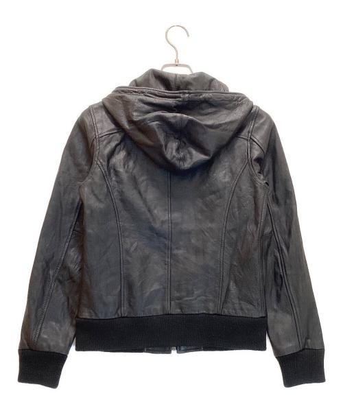 Liugoo Leathers（リューグーレザーズ）LIUGOO LEATHERS (リューグーレザーズ) レザージップパーカー　フーディージャケット　ラムレザー ブラック サイズ:2の古着・服飾アイテム