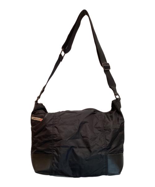 DIESEL（ディーゼル）DIESEL (ディーゼル) レザー切替 ナイロンショルダーバッグ ブラックの古着・服飾アイテム