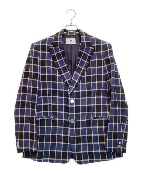 Soe（ソーイ）soe (ソーイ) ウールチェック テーラードジャケット 2B ブルー×ブラック サイズ:1の古着・服飾アイテム
