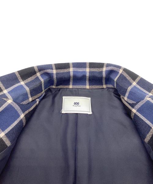 Soe（ソーイ）soe (ソーイ) ウールチェック テーラードジャケット 2B ブルー×ブラック サイズ:1の古着・服飾アイテム