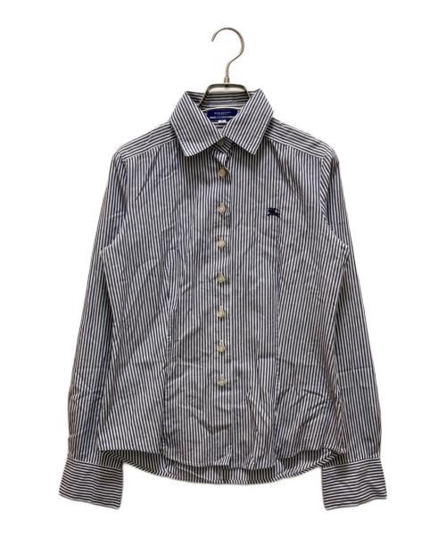 BURBERRY BLUE LABEL（バーバリー ブルー レーベル）BURBERRY BLUE LABEL (バーバリーロンドンブルーレーベル) ストライプシャツ ブルー×ホワイト サイズ:38の古着・服飾アイテム