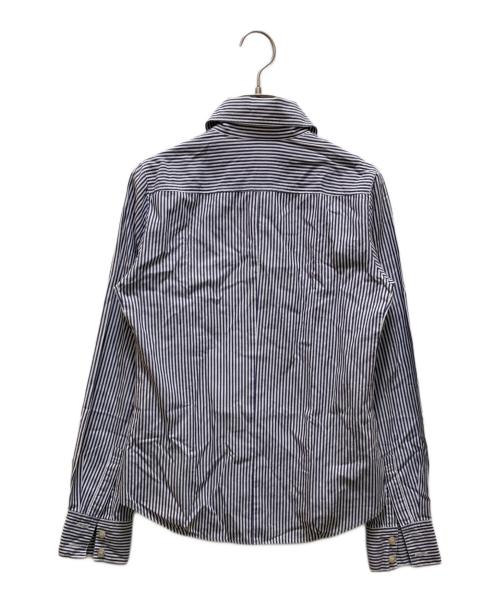 BURBERRY BLUE LABEL（バーバリー ブルー レーベル）BURBERRY BLUE LABEL (バーバリーロンドンブルーレーベル) ストライプシャツ ブルー×ホワイト サイズ:38の古着・服飾アイテム