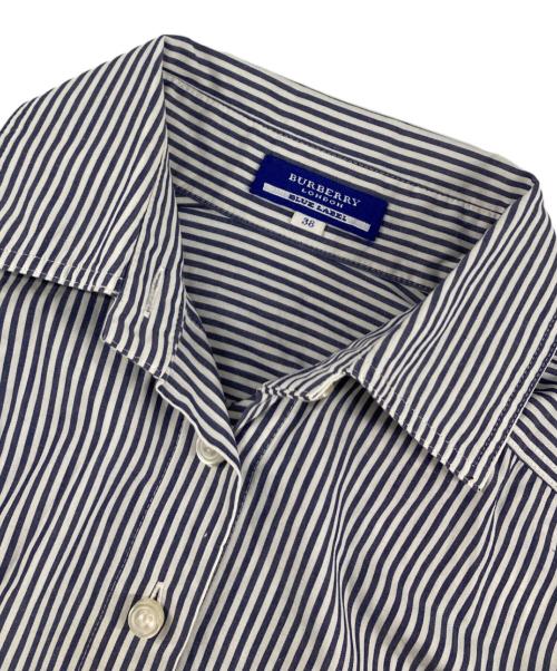 BURBERRY BLUE LABEL（バーバリー ブルー レーベル）BURBERRY BLUE LABEL (バーバリーロンドンブルーレーベル) ストライプシャツ ブルー×ホワイト サイズ:38の古着・服飾アイテム