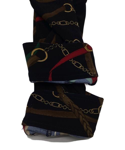 LAUREN RALPH LAUREN（ローレンラルフローレン）LAUREN RALPH LAUREN (ローレンラルフローレン) スカーフ柄 金釦ジャージーシャツ ブラック サイズ:XSの古着・服飾アイテム