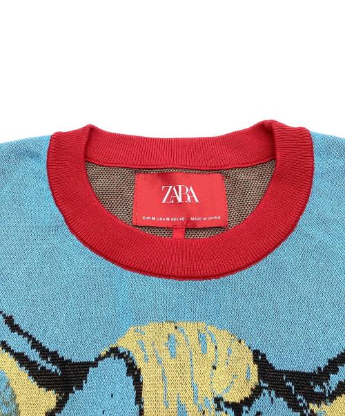 ZARA（ザラ）ZARA (ザラ) Harry Lambert (ハリー・ランバート) ジャガードエレファントニットTシャツ ブルー サイズ:Mの古着・服飾アイテム