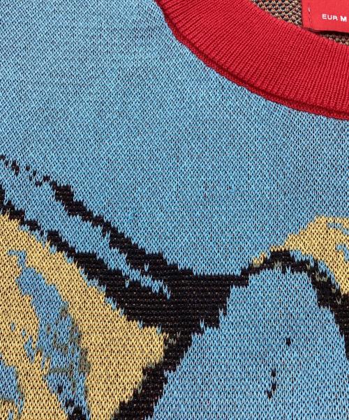 ZARA（ザラ）ZARA (ザラ) Harry Lambert (ハリー・ランバート) ジャガードエレファントニットTシャツ ブルー サイズ:Mの古着・服飾アイテム
