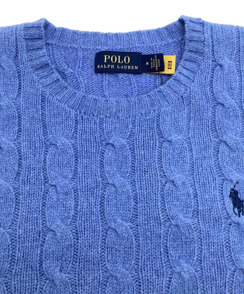 POLO RALPH LAUREN（ポロ・ラルフローレン）POLO RALPH LAUREN (ポロ・ラルフローレン) ウールカシミヤケーブルニットセーター ブルー サイズ:M 未使用品の古着・服飾アイテム