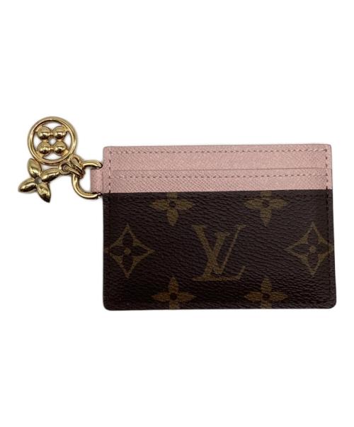 LOUIS VUITTON（ルイ ヴィトン）LOUIS VUITTON (ルイ ヴィトン) カードケース ポルト カルト・LV チャーム ブラウン×ピンクの古着・服飾アイテム