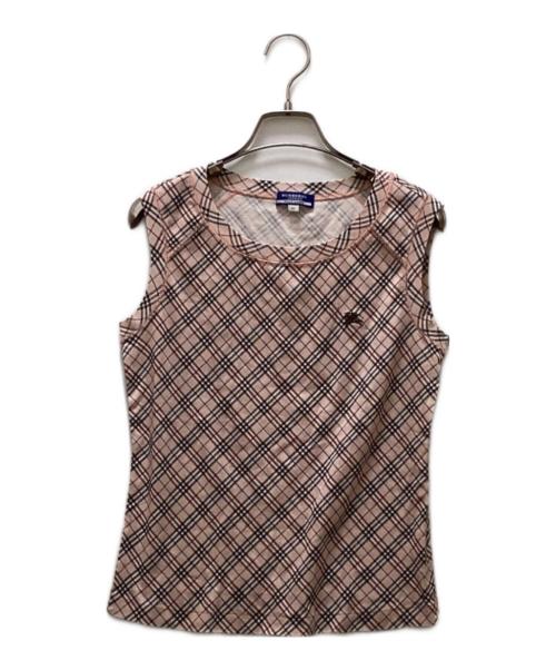 BURBERRY BLUE LABEL（バーバリーロンドンブルーレーベル）BURBERRY BLUE LABEL (バーバリーロンドンブルーレーベル) ノヴァチェックノースリーブカットソー ピンク サイズ:38の古着・服飾アイテム