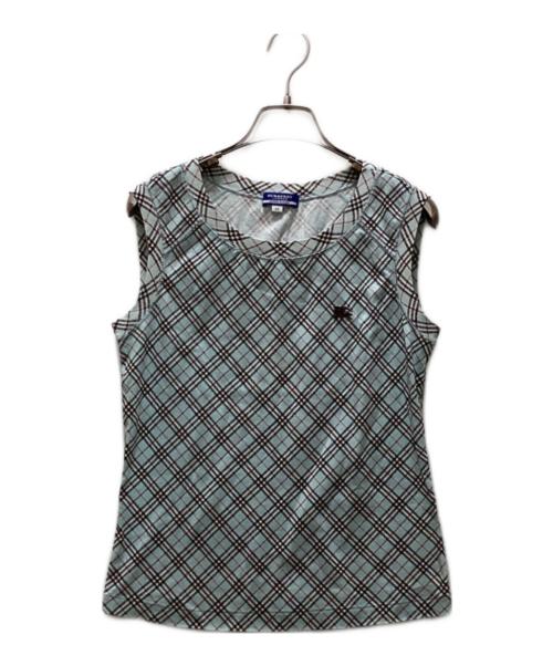 BURBERRY BLUE LABEL（バーバリーロンドンブルーレーベル）BURBERRY BLUE LABEL (バーバリーロンドンブルーレーベル) ノヴァチェックノースリーブカットソー ブルー サイズ:38の古着・服飾アイテム