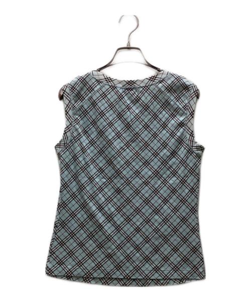 BURBERRY BLUE LABEL（バーバリーロンドンブルーレーベル）BURBERRY BLUE LABEL (バーバリーロンドンブルーレーベル) ノヴァチェックノースリーブカットソー ブルー サイズ:38の古着・服飾アイテム