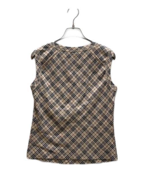 BURBERRY BLUE LABEL（バーバリーロンドンブルーレーベル）BURBERRY BLUE LABEL (バーバリーロンドンブルーレーベル) ノヴァチェックノースリーブカットソー ベージュ サイズ:38の古着・服飾アイテム