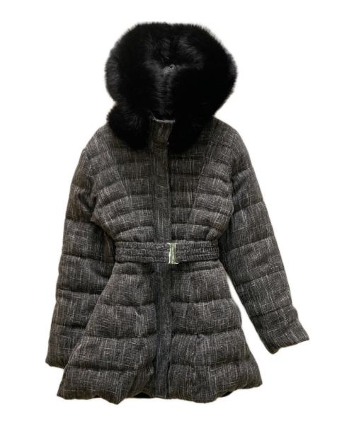 darich（ダーリッチ）Darich (ダーリッチ) レディミディツイードダウンコート グレー サイズ:Mの古着・服飾アイテム