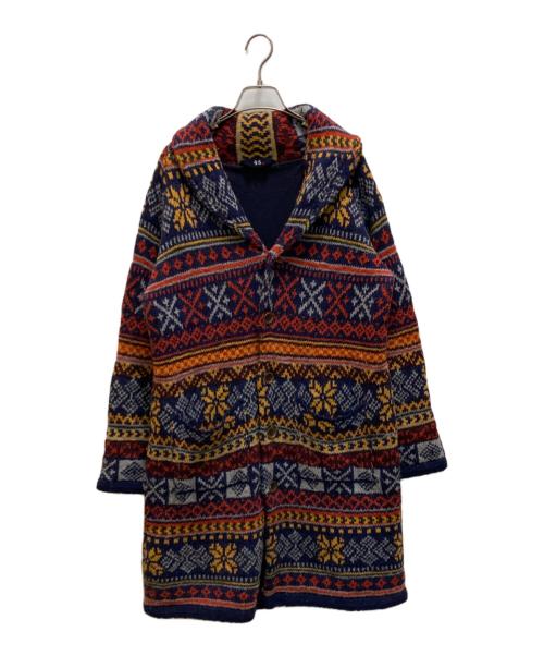 45R（フォーティファイブ・アール）45R (フォーティファイブ・アール) ジャガード ノルディックカウチンニットコート ネイビーの古着・服飾アイテム