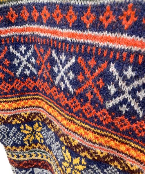 45R（フォーティファイブ・アール）45R (フォーティファイブ・アール) ジャガード ノルディックカウチンニットコート ネイビーの古着・服飾アイテム