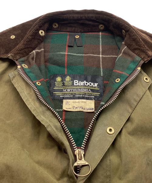Barbour（バブアー）Barbour (バブアー) NORTHUMBRIA / ノーザンブリア オイルドコート 80's 2ワラントタグ イングランド製 カーキ サイズ:40/102cmの古着・服飾アイテム
