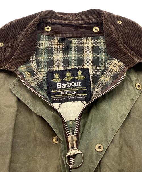 Barbour（バブアー）Barbour (バブアー) BORDER / ボーダー オイルドコート 80's 横3ワラントタグ イングランド製 オリーブ サイズ:C44/112CMの古着・服飾アイテム