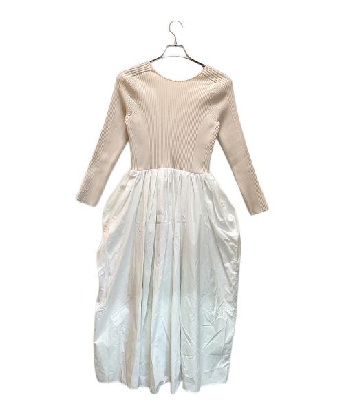 AEWEN MATOPH（イウエン マトフ）AEWEN MATOPH (イウエン マトフ) リブコンビワンピース ベージュ×ホワイト サイズ:Freeの古着・服飾アイテム