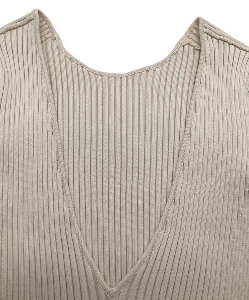 AEWEN MATOPH（イウエン マトフ）AEWEN MATOPH (イウエン マトフ) リブコンビワンピース ベージュ×ホワイト サイズ:Freeの古着・服飾アイテム