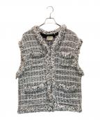 UNITED ARROWSユナイテッドアローズ）の古着「ミックスチェック ツイードニットベスト」｜ホワイト×ブラック