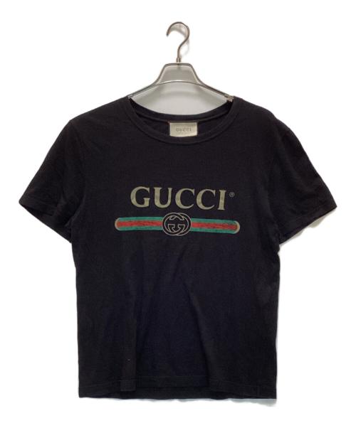 GUCCI（グッチ）GUCCI (グッチ) ロゴウォッシュドオーバーサイズTシャツ ブラック サイズ:Sの古着・服飾アイテム