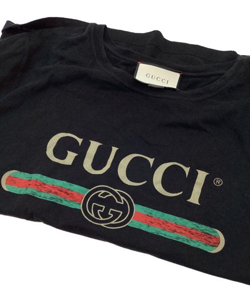 GUCCI（グッチ）GUCCI (グッチ) ロゴウォッシュドオーバーサイズTシャツ ブラック サイズ:Sの古着・服飾アイテム