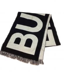 BURBERRY（バーバリー）の古着「ウール リバーシブルロゴマフラー」｜ブラック×ホワイト