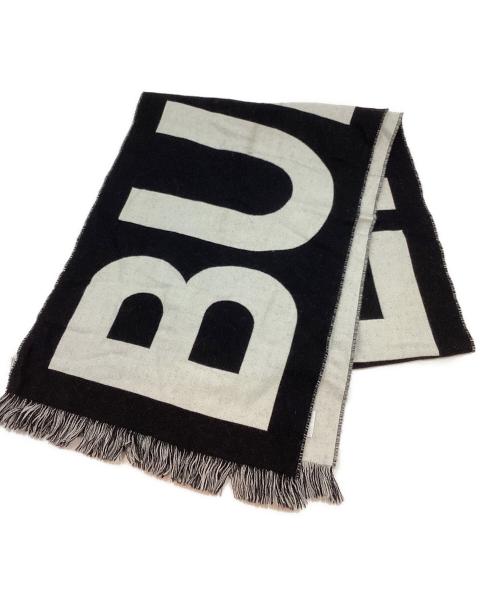 BURBERRY（バーバリー）BURBERRY (バーバリー) ウール リバーシブルロゴマフラー ブラック×ホワイトの古着・服飾アイテム