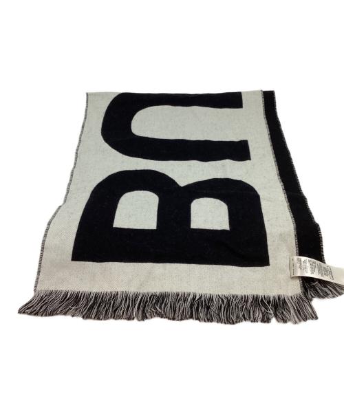 BURBERRY（バーバリー）BURBERRY (バーバリー) ウール リバーシブルロゴマフラー ブラック×ホワイトの古着・服飾アイテム