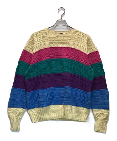 POLO RALPH LAUREN（ポロ・ラルフローレン）POLO RALPH LAUREN (ポロ・ラルフローレン) マルチカラーコットンケーブルボーダーニット マルチカラー サイズ:XLの古着・服飾アイテム