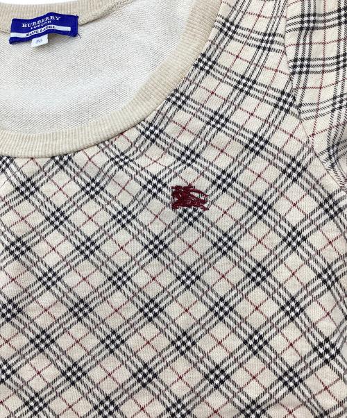 BURBERRY BLUE LABEL（バーバリーロンドンブルーレーベル）BURBERRY BLUE LABEL (バーバリーブルーレーベル) ノバチェックフレンチスリーブカットソー ベージュ サイズ:38の古着・服飾アイテム