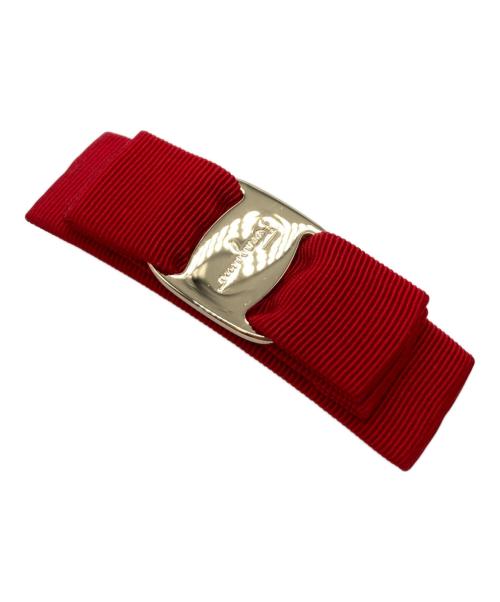 Salvatore Ferragamo（サルヴァトーレ フェラガモ）Salvatore Ferragamo (サルヴァトーレ フェラガモ) ヴァラリボン バレッタ レッドの古着・服飾アイテム