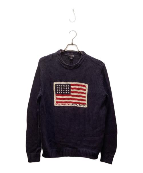 POLO JEANS CO.（ポロジーンズカンパニー）POLO JEANS CO. (ポロジーンズカンパニー) 星条旗コットンニット ネイビー サイズ:Sの古着・服飾アイテム