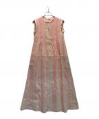 ebureエブール）の古着「ノースリーブワンピース」｜ベージュ×ピンク