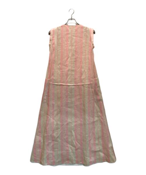 ebure（エブール）ebure (エブール) ノースリーブワンピース ベージュ×ピンク サイズ:38の古着・服飾アイテム