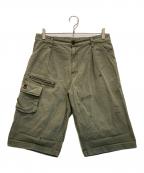 Porter Classicポータークラシック）の古着「ハンドワークリメイクパンツハーフパンツ」｜グリーン