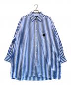 VIKTOR&ROLFヴィクター＆ロルフ）の古着「ラバーパッチオーバーサイズストライプシャツ」｜ホワイト×ブルー