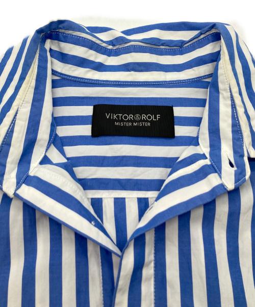 VIKTOR&ROLF（ヴィクター＆ロルフ）VIKTOR&ROLF (ヴィクター＆ロルフ) ラバーパッチオーバーサイズストライプシャツ ホワイト×ブルー サイズ:52の古着・服飾アイテム