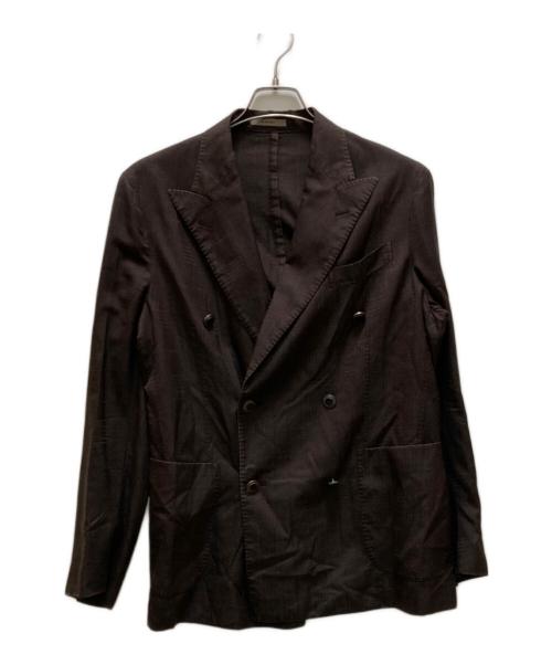 BOGLIOLI（ボリオリ）BOGLIOLI (ボリオリ) シャドウチェックダブルジャケット ブラウン サイズ:48の古着・服飾アイテム