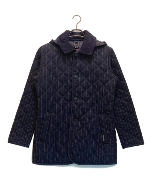 LAVENHAM（ラベンハム）LAVENHAM (ラベンハム) ストライプウールキルティングジャケット ネイビー サイズ:34の古着・服飾アイテム