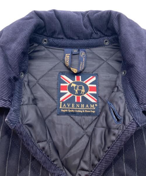 LAVENHAM（ラベンハム）LAVENHAM (ラベンハム) ストライプウールキルティングジャケット ネイビー サイズ:34の古着・服飾アイテム