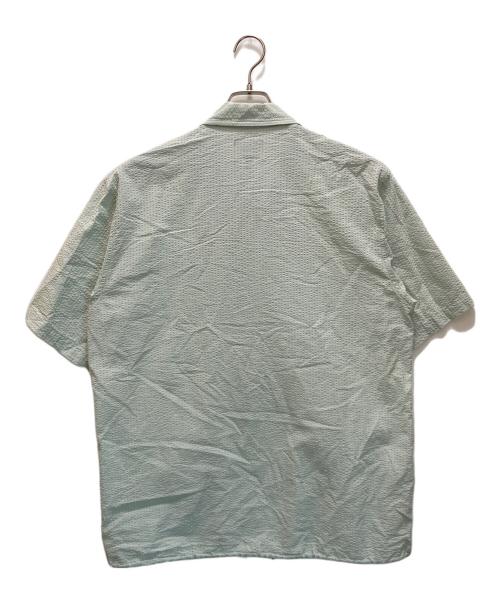 HUF（ハフ）HUF (ハフ) アーチロゴ シアサッカーS/Sシャツ グリーン サイズ:Lの古着・服飾アイテム