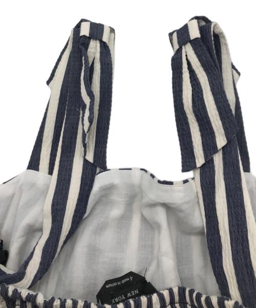 Kate Spade（ケイトスペード）Kate Spade (ケイトスペード) シアサッカーストライプキャミソールワンピース ネイビー×ホワイト サイズ:4の古着・服飾アイテム