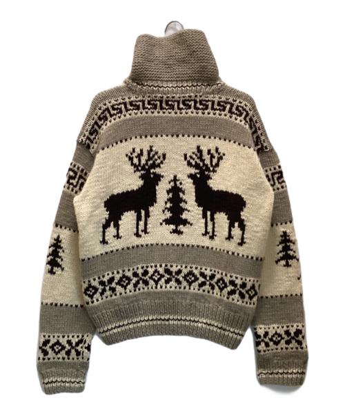 POLO RALPH LAUREN（ポロ・ラルフローレン）POLO RALPH LAUREN (ポロ・ラルフローレン) カウチンハンドニットカーディガン グレー×アイボリー サイズ:Ⅼの古着・服飾アイテム