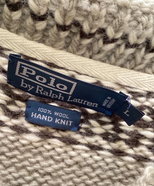 POLO RALPH LAUREN（ポロ・ラルフローレン）POLO RALPH LAUREN (ポロ・ラルフローレン) カウチンハンドニットカーディガン グレー×アイボリー サイズ:Ⅼの古着・服飾アイテム