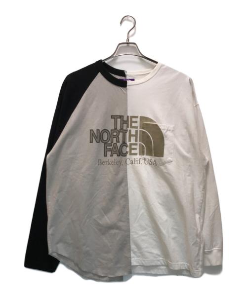 THE NORTHFACE PURPLELABEL（ザ・ノースフェイス パープルレーベル）THE NORTHFACE PURPLELABEL (ザ・ノースフェイス パープルレーベル) ハイバルキー ジャージー L/S ロゴTee ホワイト×グレー サイズ:Lの古着・服飾アイテム